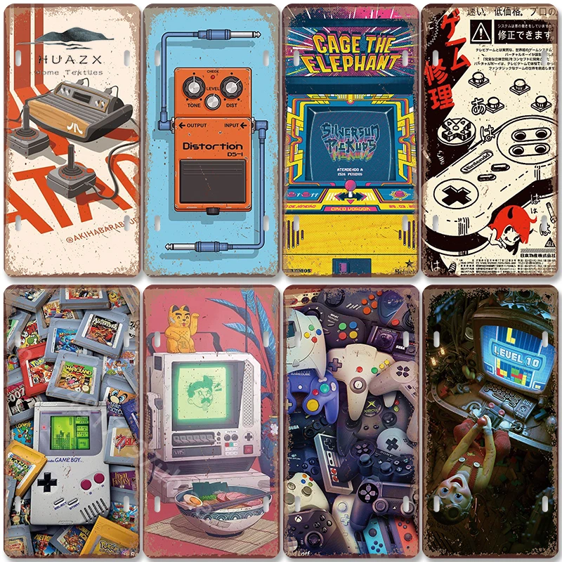 Retro Gaming For Tv - Винтажная металлическая табличка с ретро-игровой тематикой: