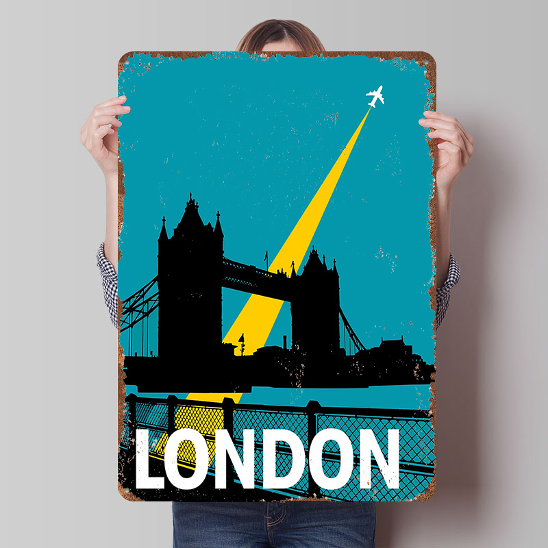 Retro Gaming In London - Металлический постер «Путешествие по Лондону с