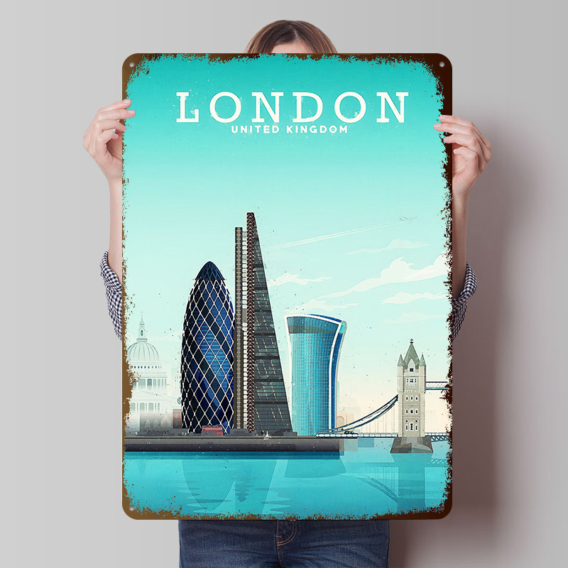 Retro Gaming In London - Металлический постер «Путешествие по Лондону», настенный